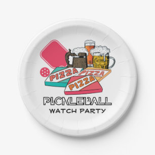 Assiettes En Carton Fête de REGARD de PICKLEBALL avec Bière Pizza