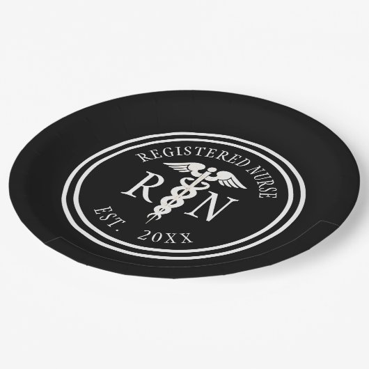 Assiettes En Carton Fête de remise des diplômes de caducée de RN (Angle)