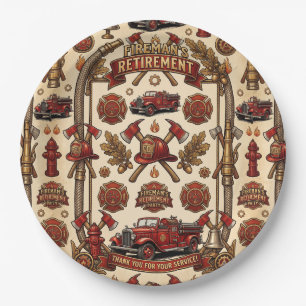 Assiettes En Carton Fête de retraite de pompier vintage 