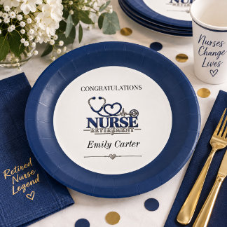 Assiettes En Carton Fête de retraite élégante pour infirmière