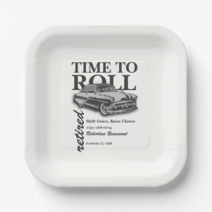 Assiettes En Carton Fête de retraite Rouler le temps de la voiture cla