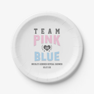 Assiettes En Carton Fête de révélation du sexe de bébé Équipe ROSE ou