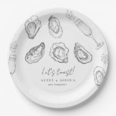 Assiettes En Carton Fête de rôti Champagne & Huîtres (Devant)