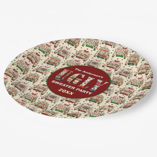 Assiettes En Carton Fête de sueur moche (Angle)