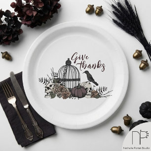 Assiettes En Carton Fête de Thanksgiving gothique blanche victorienne