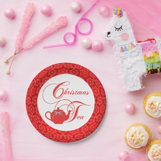 Assiettes En Carton Fête de thé de Noël tout simplement élégante (Fête)