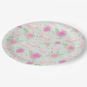 Assiettes En Carton Fête de thé en or à la menthe (Angle)