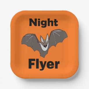 Assiettes En Carton Fête de vol nocturne de chauve-souris mignonne eff