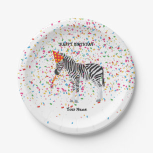 Assiettes En Carton Fête de zèbre - Animaux à la fête d'anniversaire