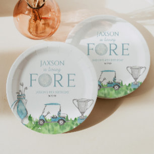 Assiettes En Carton Fête des 4 ans de Turning Fore Blue Golf