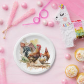 Assiettes En Carton Fête des amateurs de coq de ferme mignonne (Fête)