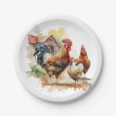 Assiettes En Carton Fête des amateurs de coq de ferme mignonne (Devant)
