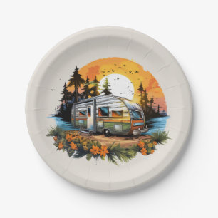 Assiettes En Carton Fête des amoureux du camping cool
