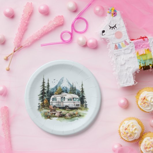 Assiettes En Carton Fête des amoureux du camping cool (Fête)