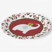 Assiettes En Carton Fête des éléphants blancs de Noël (Angle)
