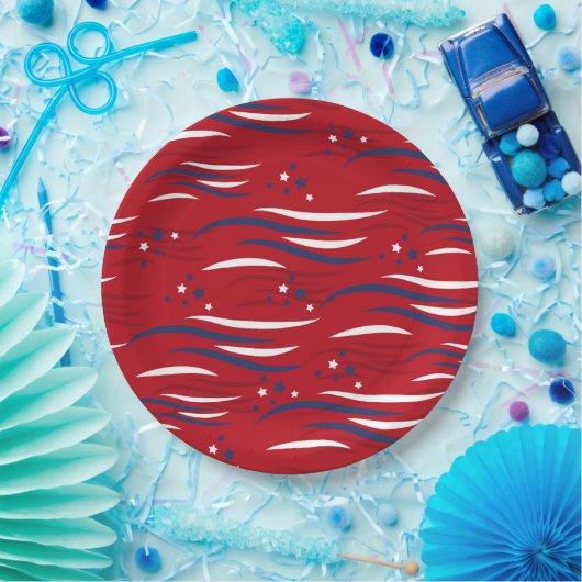Assiettes En Carton Fête des étoiles et des rayures (Fête)
