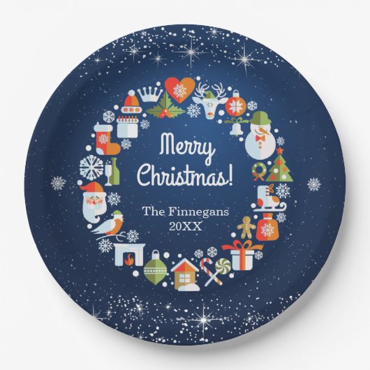 Assiettes En Carton Fête des Fêtes de Noël de Snowath (Devant)