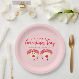 Assiettes En Carton Fête des Galentines Blush Rose Red Hearts Party Pe