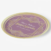 Assiettes En Carton Fête des mariées Art Déco Elégant or Lilac Retro (Angle)