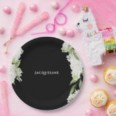 Assiettes En Carton Fête des mariées Black White Hydrangeas (Fête)