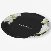 Assiettes En Carton Fête des mariées Black White Hydrangeas (Angle)