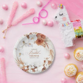 Assiettes En Carton Fête des mariées Boho en terre cuite et fleurs bla (Fête)