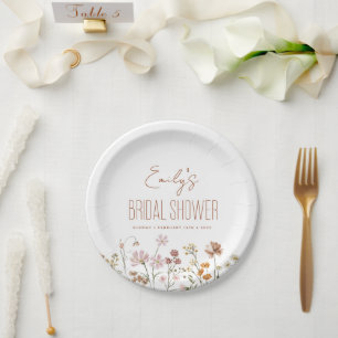 Assiettes En Carton Fête des mariées Boho Fleur sauvage En Terracotta 