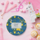 Assiettes En Carton Fête des mariées BOHO Royal Blue Lemon Flower Citr (Fête)