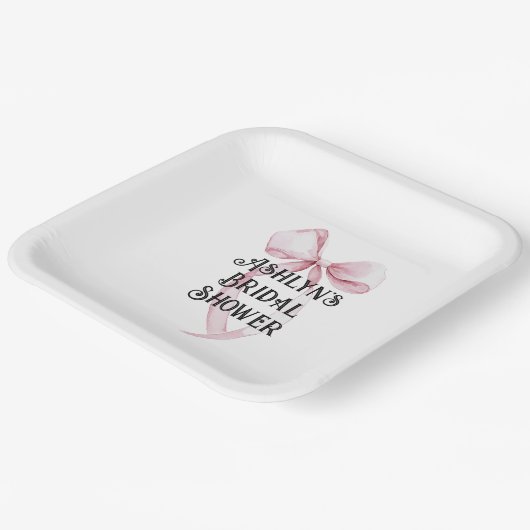 Assiettes En Carton Fête des mariées cabot rose-blanc (Angulaire)