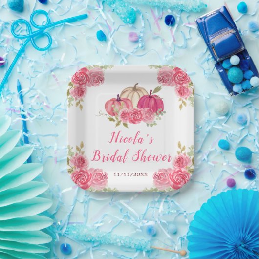 Assiettes En Carton Fête des mariées Citrouille rose chaud (Fête)