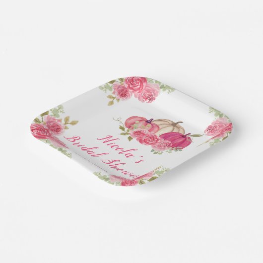 Assiettes En Carton Fête des mariées Citrouille rose chaud (Angulaire)