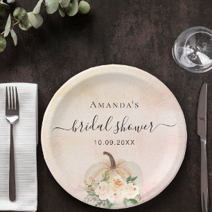 Assiettes En Carton Fête des mariées citrouille rose or crème blush