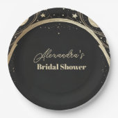 Assiettes En Carton Fête des mariées crescent céleste d'or noir (Devant)