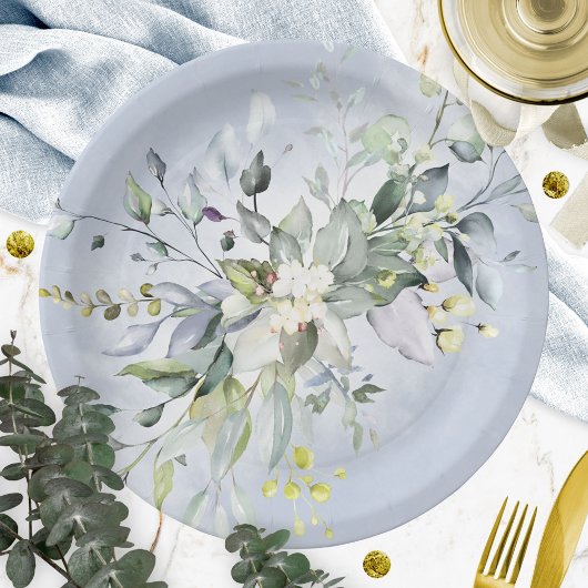 Assiettes En Carton Fête des mariées d'aquarelle bleu foncé