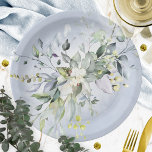 Assiettes En Carton Fête des mariées d'aquarelle bleu foncé<br><div class="desc">Aquarelle bleu vert Dusty Fête des mariées plaque papier</div>