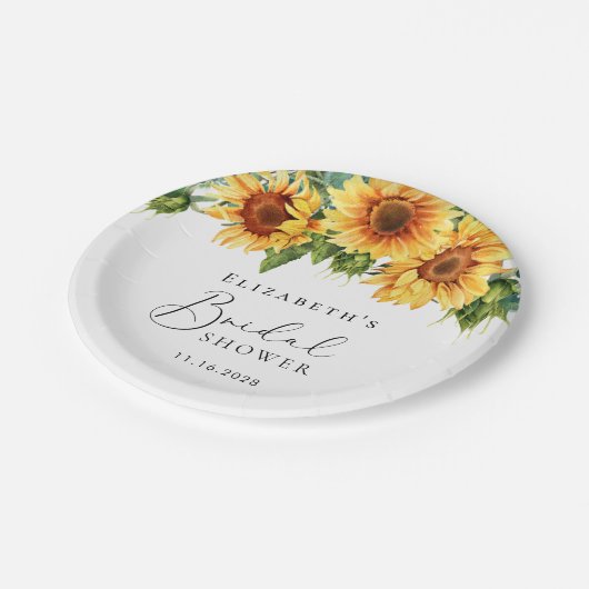 Assiettes En Carton Fête des mariées d'aquarelle de tournesol Eucalypt (Angle)