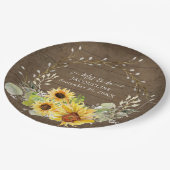 Assiettes En Carton Fête des mariées d'aquarelle de tournesol rustique (Angle)