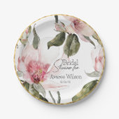 Assiettes En Carton Fête des mariées d'aquarelle florale (Devant)