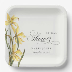 Assiettes En Carton Fête des mariées d'aquarelle jaune jonquille
