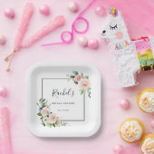 Assiettes En Carton Fête des mariées d'aquarelle rose pâle (Fête)