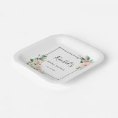 Assiettes En Carton Fête des mariées d'aquarelle rose pâle (Angulaire)