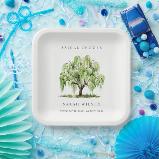 Assiettes En Carton Fête des mariées d'arrosage rustique vert (Fête)