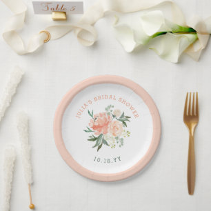 Assiettes En Carton Fête des mariées de bouquet floral de printemps