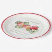 Assiettes En Carton Fête des mariées de feuillage de fraise rouge mign (Angle)