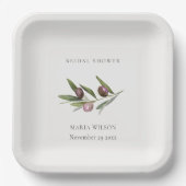 Assiettes En Carton Fête des mariées de feuillage de la branche d'oliv (Recto)