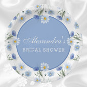 Assiettes En Carton Fête des mariées de Fleur sauvage Dusty Blue Boho