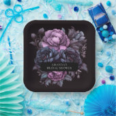 Assiettes En Carton Fête des mariées de fleurs violettes foncées Moody (Fête)