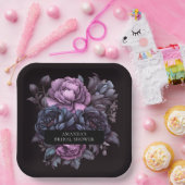 Assiettes En Carton Fête des mariées de fleurs violettes foncées Moody (Fête)