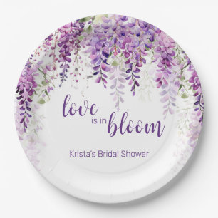 Assiettes En Carton Fête des mariées de glycine à l'aquarelle violet