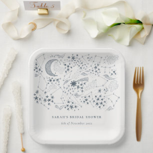 Assiettes En Carton Fête des mariées de nuit étoilée de la Marine céle